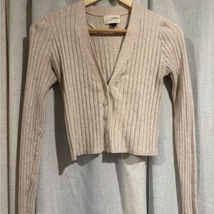 Brandy Melville Light Tan Ribbed Cardigan